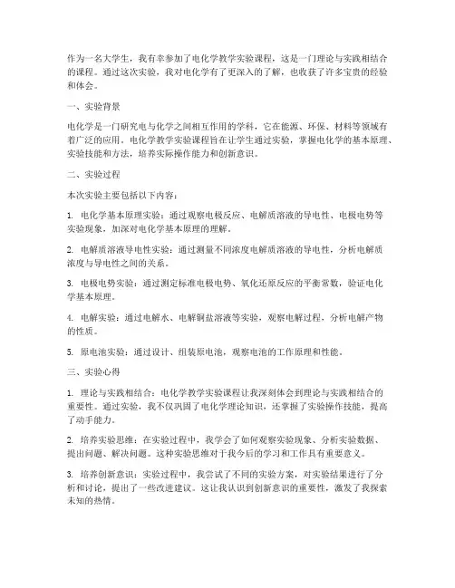 电化学教学实验心得体会