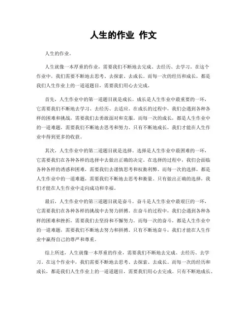 人生的作业 作文