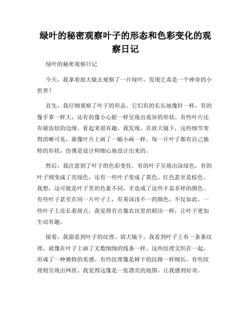 小学三年级作文绿叶的秘密观察叶子的形态和色彩变化的观察日记