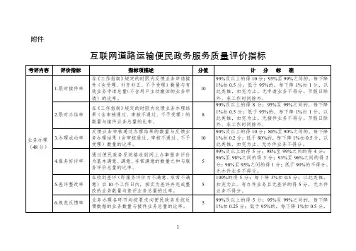 互联网道路运输便民政务服务质量评价指标