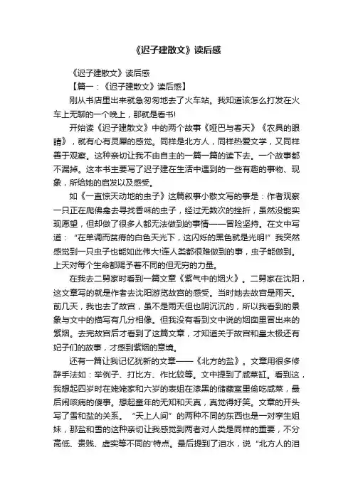 《迟子建散文》读后感