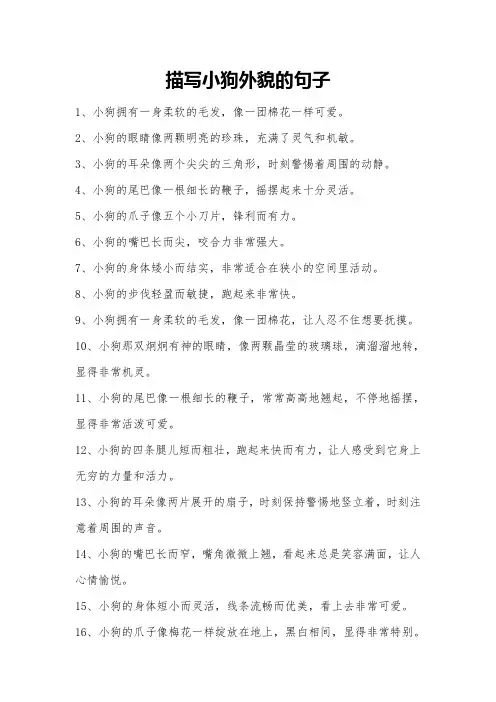 描写小狗外貌的句子