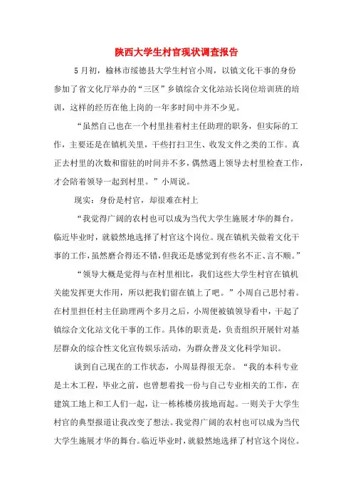 2019年陕西大学生村官现状调查报告