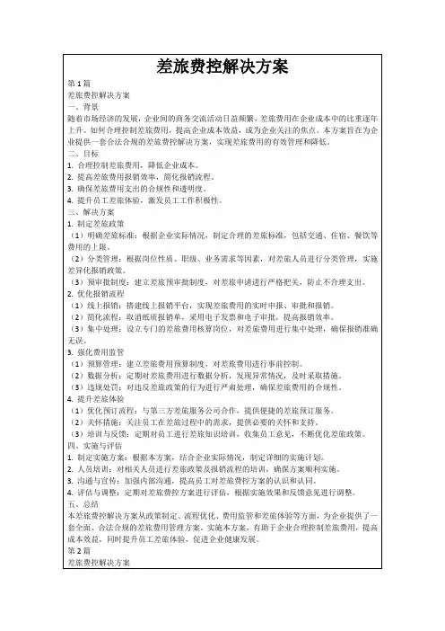 差旅费控解决方案