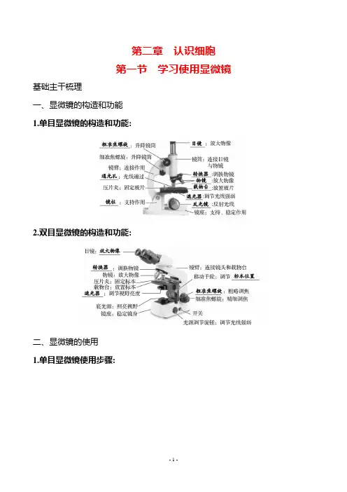 生物人教版7年级上(2024)第一单元 第二章 第一节 学习使用显微镜(教案)