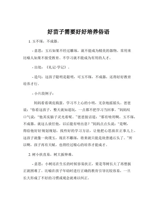 好苗子需要好好培养俗语