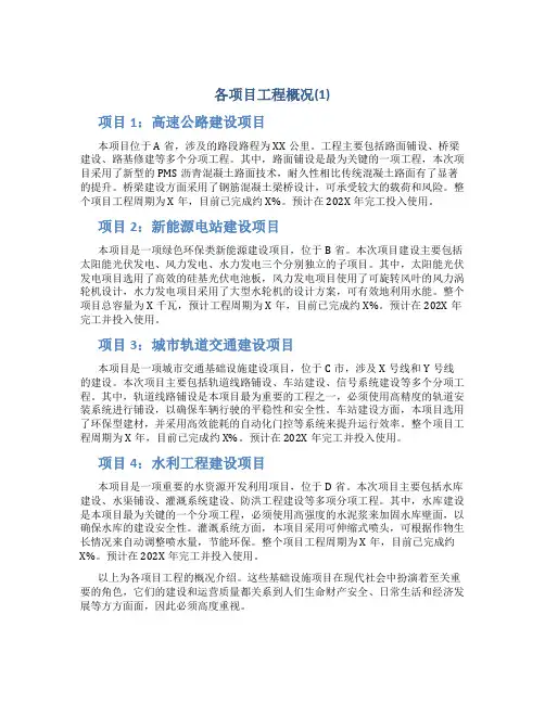 各项目工程概况(1)(精)