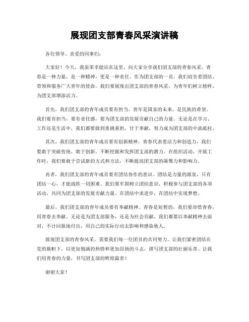 展现团支部青春风采演讲稿