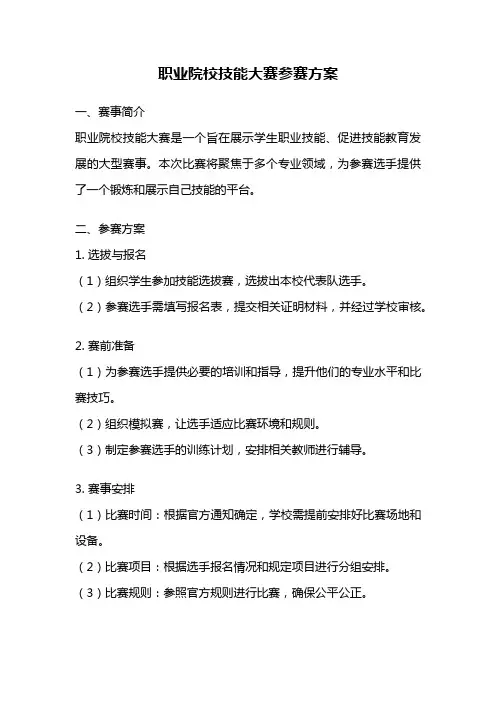 职业院校技能大赛参赛方案