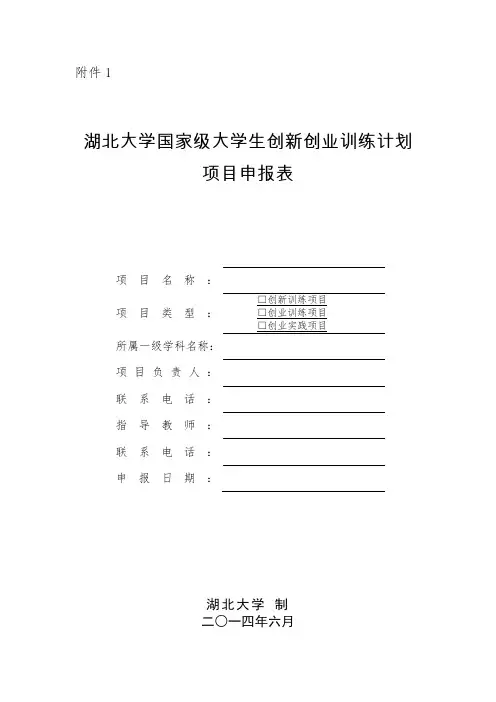 国家级创新创业训练项目申请表