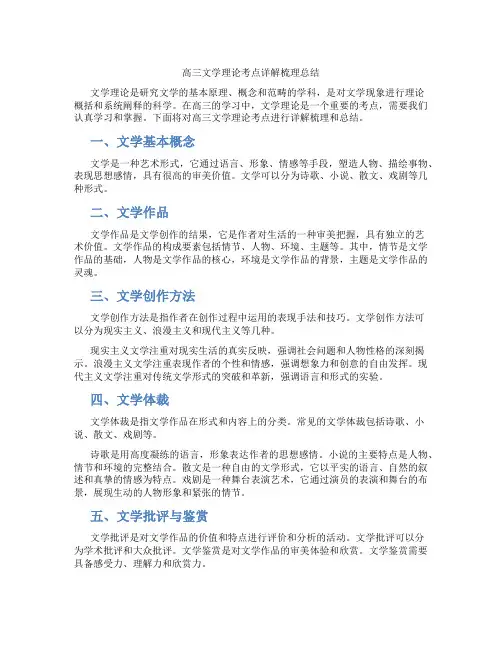 高三文学理论考点详解梳理总结
