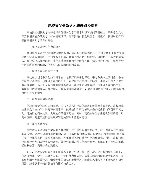 高校拔尖创新人才培养路径探析
