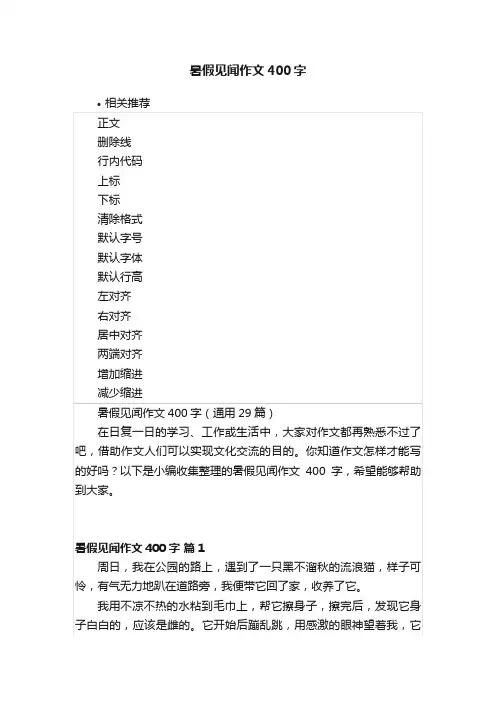 暑假见闻作文400字