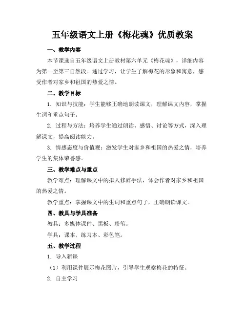五年级语文上册《梅花魂》优质教案