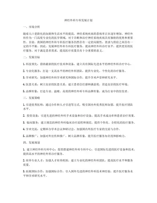 神经外科专科发展计划