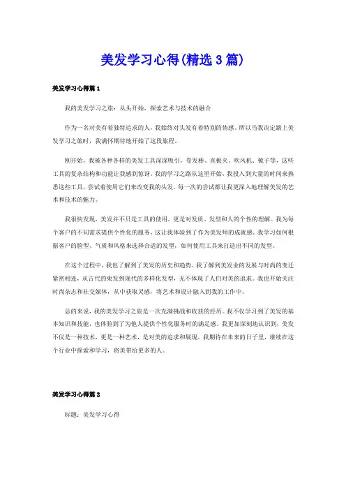 美发学习心得(精选3篇)