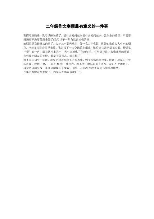 二年级作文寒假最有意义的一件事