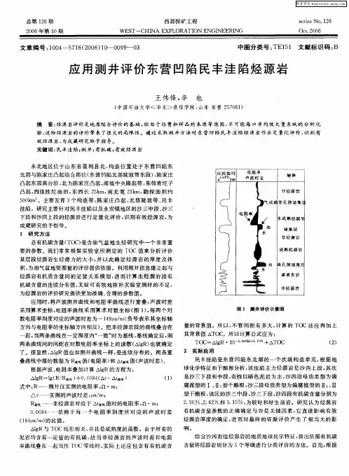 应用测井评价东营凹陷民丰洼陷烃源岩