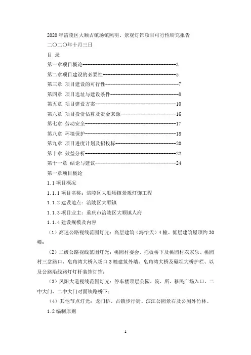 照明、景观灯饰项目可行性研究报告(最新)
