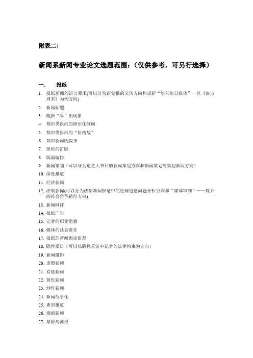 论文选题范围：(仅供参考)