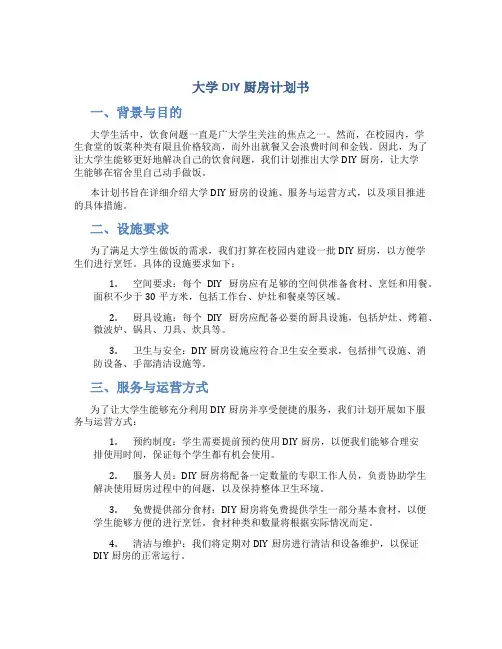 大学DIY厨房计划书