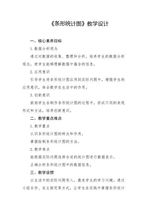 人教版-条形统计图教学设计2024-2025学年四年级上册数学