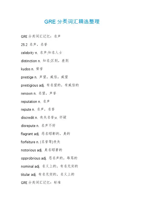 GRE分类词汇精选整理