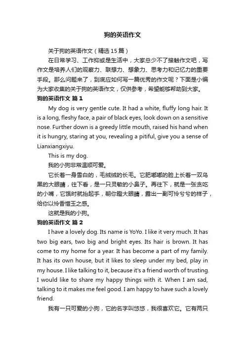 关于狗的英语作文（精选15篇）