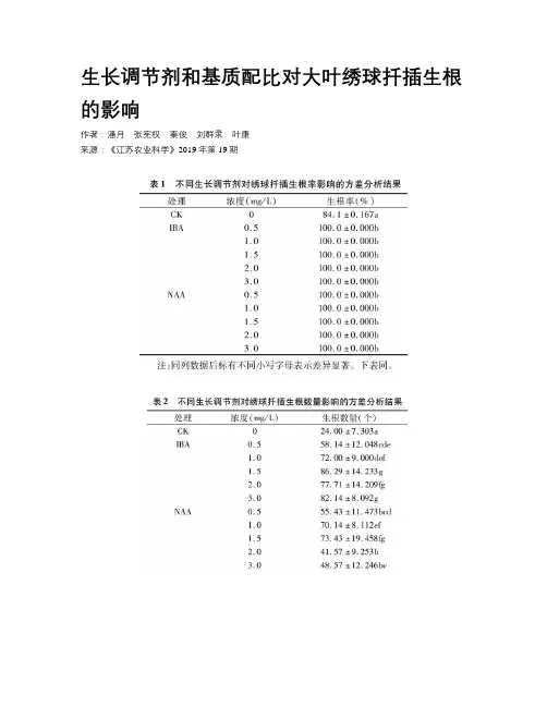 生长调节剂和基质配比对大叶绣球扦插生根的影响