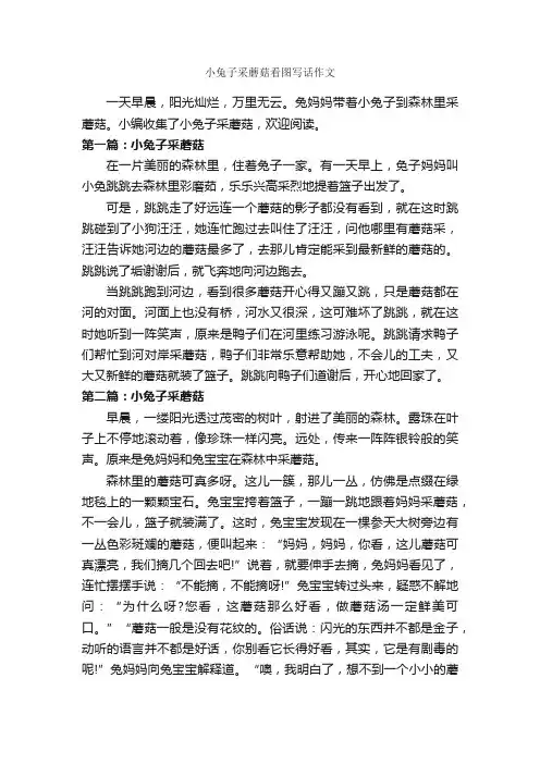 小兔子采蘑菇看图写话作文_作文400字_小学一年级看图写话作文_