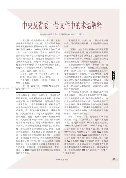 中央及省委一号文件中的术语解释
