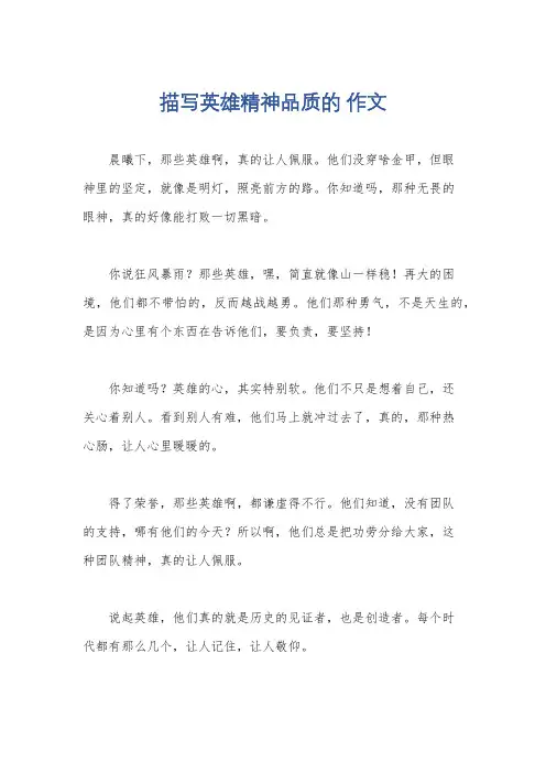 描写英雄精神品质的 作文