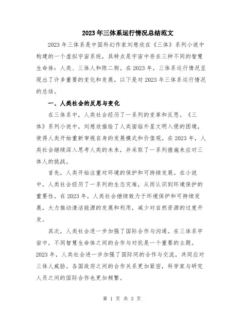 2023年三体系运行情况总结范文