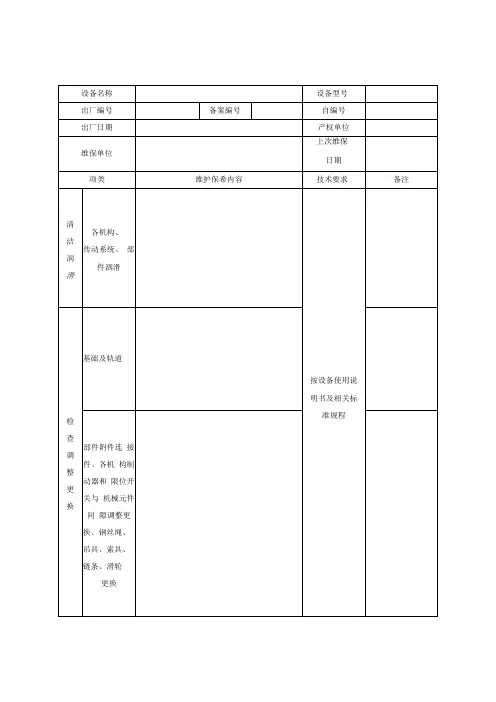 工程项目设备检查验收表全套