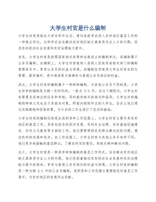 大学生村官是什么编制
