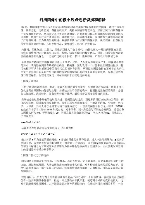 扫描图像中的微小污点进行识别和消除