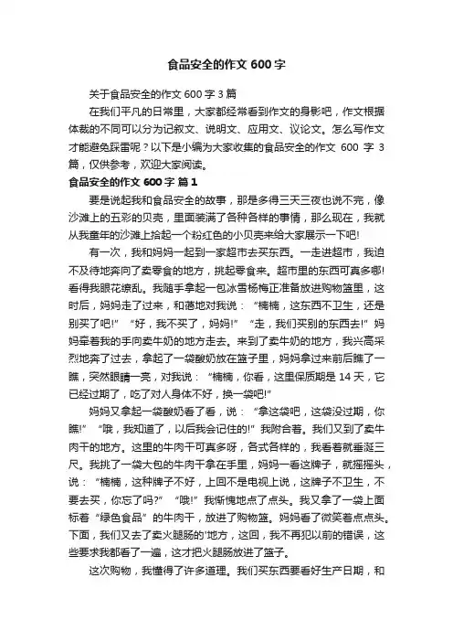 关于食品安全的作文600字3篇