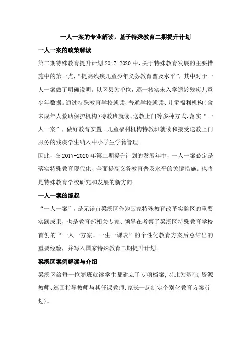 一人一案的专业解读,基于特殊教育二期提升计划