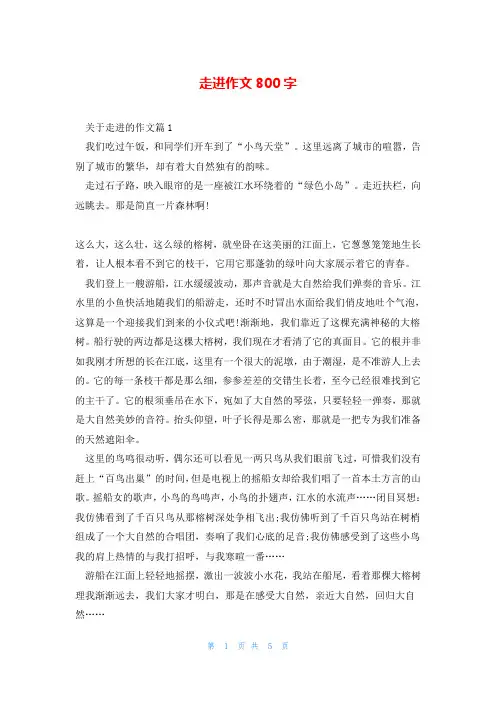 走进作文800字