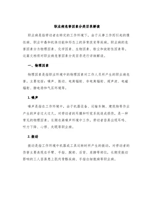 职业病危害因素分类目录解读