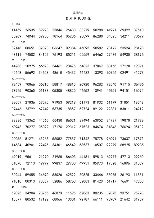 圆周率1000位