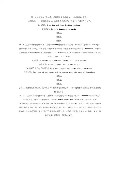 英文的句子只有三种结构