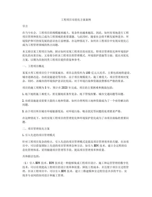 工程项目双优化方案案例