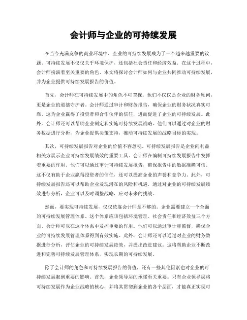 会计师与企业的可持续发展
