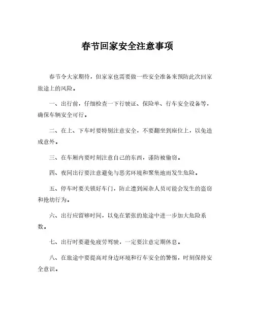 春节回家安全注意事项