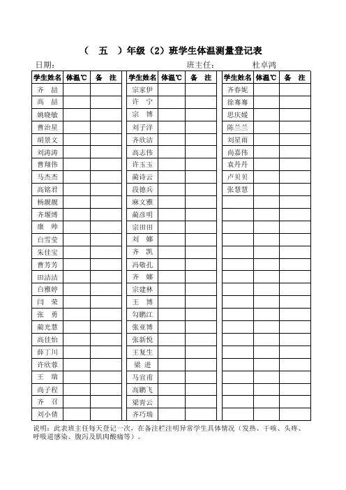 班级学生体温登记表(2)