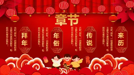 中国风中国传统节日除夕夜介绍PPT模板
