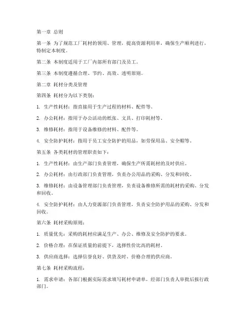 工厂耗材领用管理制度