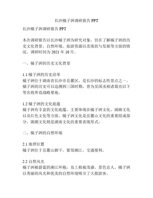 长沙橘子洲调研报告PPT