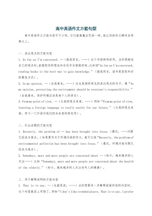高中英语作文万能句型